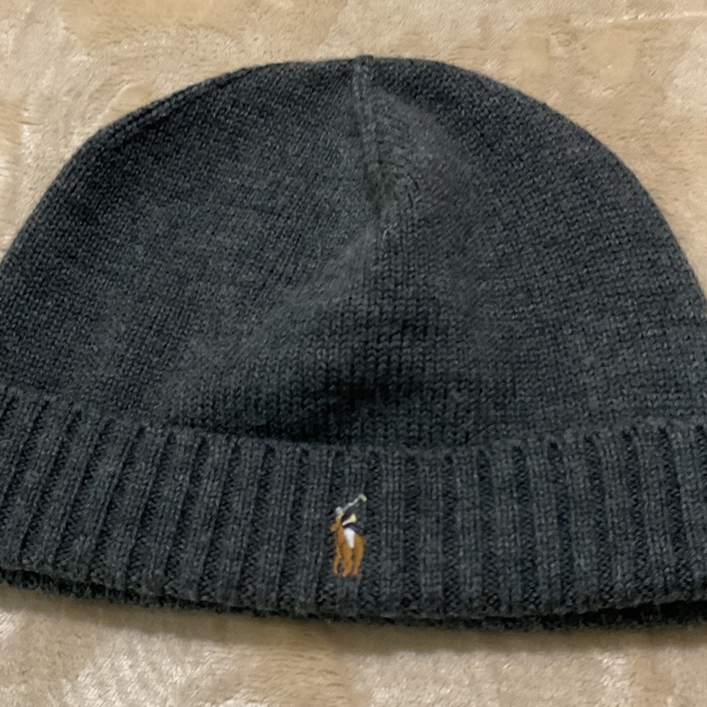 Ralph Lauren Charcoal Merino Wool Beanie